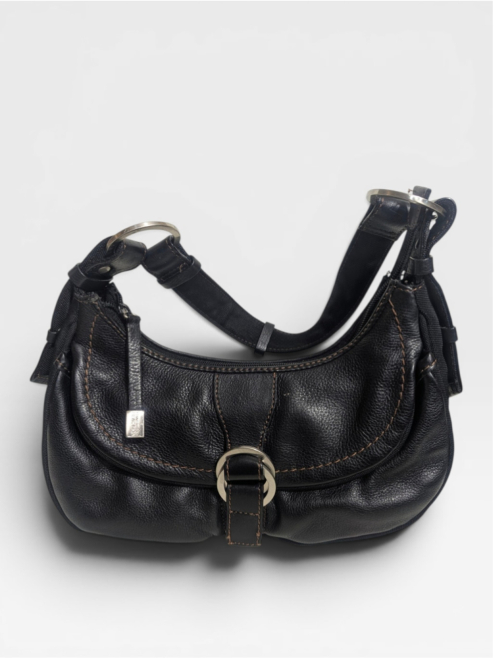 Kenneth Cole Reaction Black Leather Shoulder Bag